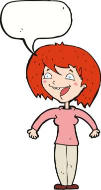 Bir insan tarafından çizilmiş konuşma balonu olan heyecanlı bir karikatür.