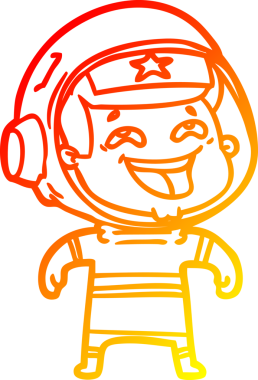 Bir insan tarafından çizilmiş gülen astronotun sıcak çizgi çizimi