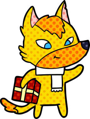 Bir insan tarafından çizilmiş tilki çizgi film karakteri.