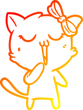 Bir insan tarafından çizilmiş çizgi film kedisinin sıcak çizgi çizimi