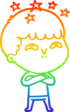 gökkuşağının gradyan çizimi bir çizgi film karakteri tarafından çizilmiş.