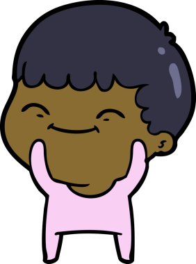 Bir insan tarafından çizilmiş mutlu çocuk çizgi filmi.