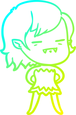 Bir insan tarafından çizilmiş bir ölümsüz vampir kız çizgi filmi.