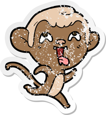 Bir insan tarafından çizilmiş çılgın bir çizgi maymunun sıkıntılı çıkartması.