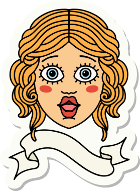 Bir insan tarafından çizilmiş kadın yüzü dövmesi çıkartması.