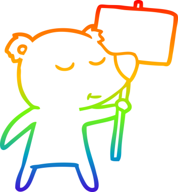 Mutlu bir kutup ayısının çizdiği gökkuşağı gradyan çizgisi bir insan tarafından çizilmiş.