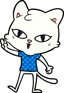 Bir insan tarafından çizilmiş çizgi film kedisi.