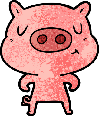 Bir insan tarafından çizilmiş çizgi film içerikli domuz.