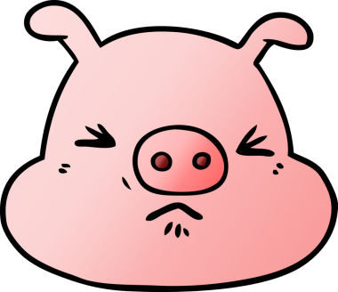 Bir insan tarafından çizilmiş kızgın domuz suratı.