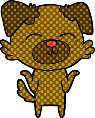 Bir insan tarafından çizilmiş çizgi film köpeği.