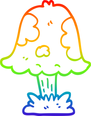 gökkuşağı gradyan çizgi çizimi bir insan tarafından çizilmiş mantar karikatürü