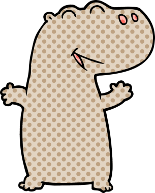 Bir insan tarafından çizilmiş su aygırı çizgi filmi.