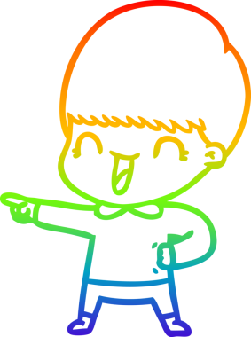 gökkuşağı gradyanı çizimi bir insan tarafından çizilmiş mutlu bir çizgi film çocuğu