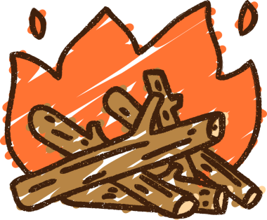 Bir insan tarafından çizilen Kamp Ateşi Tebeşiri