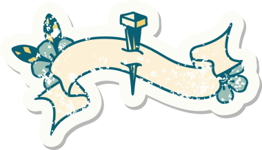 Bir insan tarafından çizilmiş demir çivili eski bir etiket.