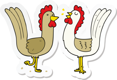 Bir insan tarafından çizilmiş çizgi film tavuklarının çıkartması.