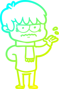 Bir insan tarafından çizilmiş soğuk gradyan çizgi film karakteri.