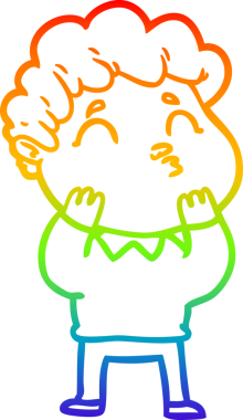 Gökkuşağı gradyan çizgi çizimi bir insan tarafından çizilen bir çizgi film adamı