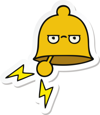 Bir insan tarafından çizilmiş sevimli bir karikatür zili çıkartması.