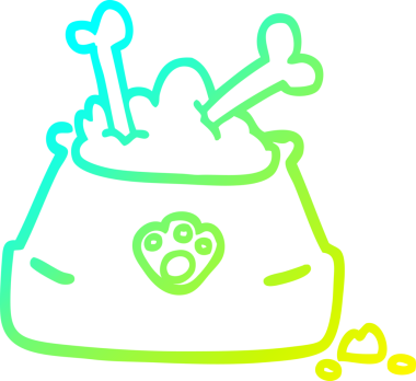 Bir insan tarafından çizilmiş bir evcil hayvan kasesinin soğuk gradyan çizgisi.