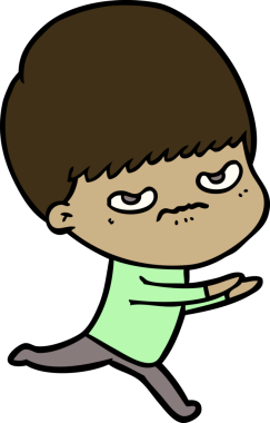 Bir insan tarafından çizilmiş kızgın bir çocuk.