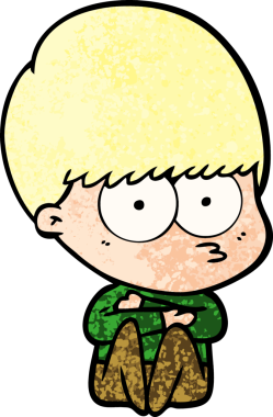 Bir insan tarafından çizilmiş sinirli çizgi film çocuğu.