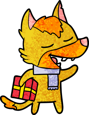 Bir insan tarafından çizilmiş tilki çizgi film karakteri.