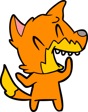 Bir insan tarafından çizilmiş tilki çizgi film karakteri