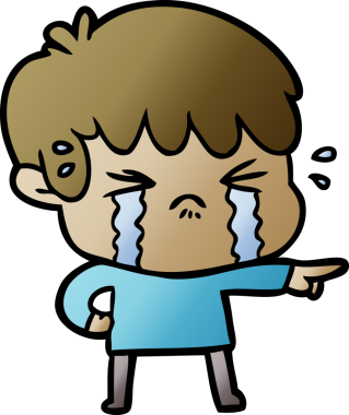 Bir insan tarafından çizilmiş ağlayan çizgi film çocuğu.