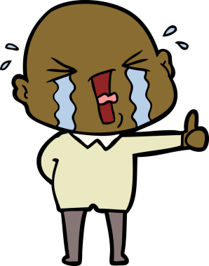 Bir insan tarafından çizilmiş ağlayan kel bir adam.