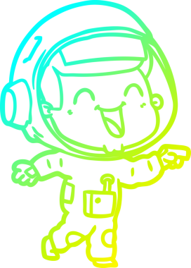 Bir insan tarafından çizilmiş mutlu bir astronotun soğuk gradyan çizimi.