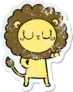 Bir insan tarafından çizilmiş karikatür aslanının sıkıntılı çıkartması.