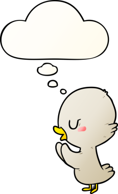 Düşünce baloncuğu olan çizgi film ördek yavrusu bir insan tarafından çizilmiş.