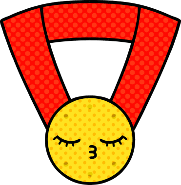 Bir insan tarafından çizilmiş altın madalyanın karikatürü.