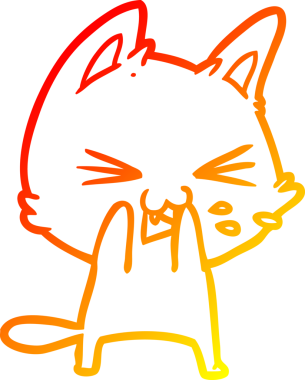 Bir insan tarafından çizilmiş çizgi film kedisinin sıcak çizgi çizimi