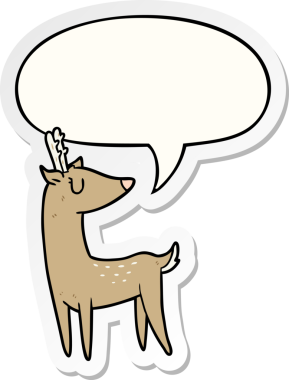 Bir insan tarafından çizilmiş baloncuk çıkartmalı karikatür geyiği.