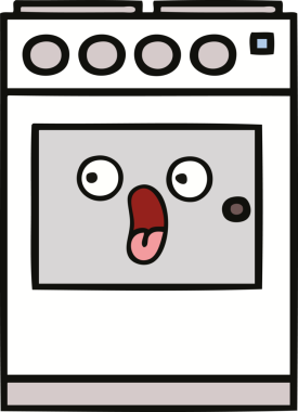Bir insan tarafından çizilmiş güzel bir mutfak fırını karikatürü.