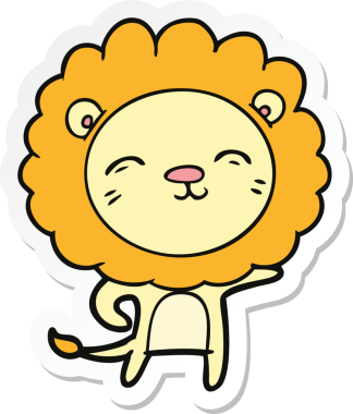 Bir insan tarafından çizilmiş karikatür aslanının çıkartması.