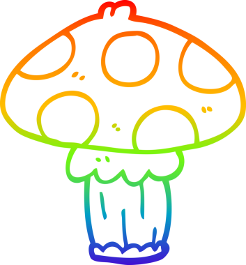gökkuşağı gradyan çizgi çizimi bir insan tarafından çizilmiş mantar karikatürü