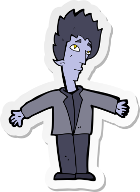 Bir insan tarafından çizilmiş bir vampir adamın çıkartması.