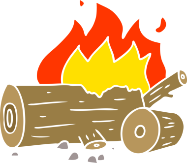 Bir insan tarafından çizilmiş düz renk karikatür kamp ateşi