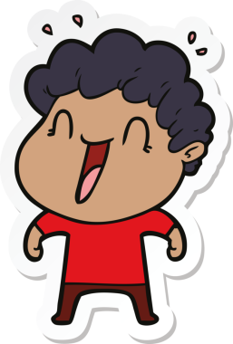 Bir insan tarafından çizilmiş mutlu bir adamın çıkartması.