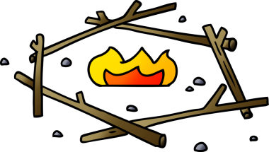 Bir insan tarafından çizilen kamp ateşinin gradyan karikatürü.