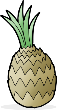 Bir insan tarafından çizilmiş ananas çizgi filmi.