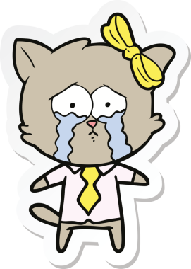 Bir insan tarafından çizilmiş çizgi film kedisinin çıkartması.