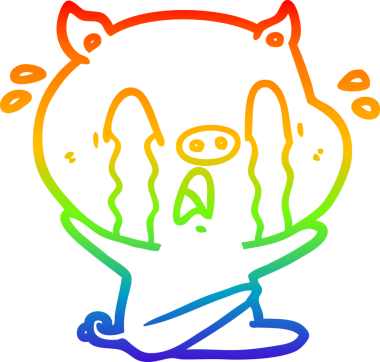 gökkuşağı gradyan çizimi bir insan tarafından çizilmiş ağlayan domuz çizgi filmi