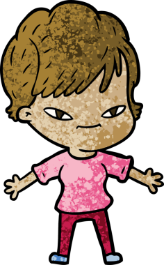 Bir insan tarafından çizilmiş mutlu bir kadın.