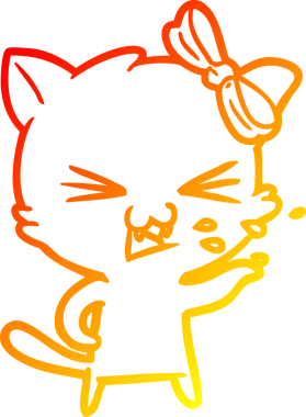 Bir insan tarafından çizilmiş çizgi film kedisinin sıcak çizgi çizimi