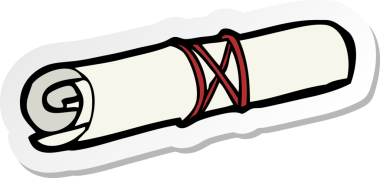 Bir insan tarafından çizilmiş bir çizgi film parşömeninin çıkartması.