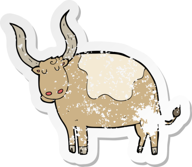 Bir insan tarafından çizilmiş bir öküz çizgi filminin gerilimli yapıştırması.